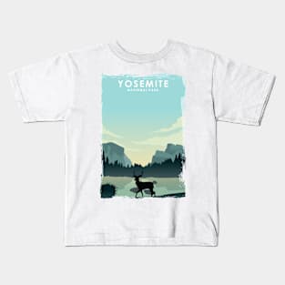 Yosemite National Park California Nature Travel Poster Print Kids T-Shirt